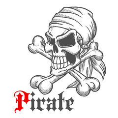 Pirate skull sketch with crossbones
