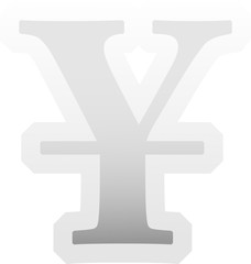 3d image of silver yen symbol