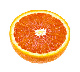 Half of juicy orange fruit isolated on white 