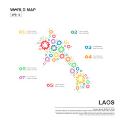 Map Of Laos Infographic design template with gear chain