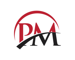 PM red letter logo swoosh
