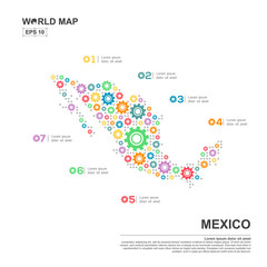 Map Of Mexico Infographic design template with gear chain