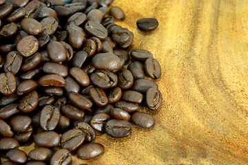 Coffee bean on wood background