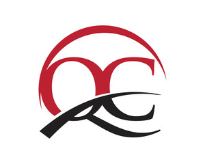 QC red letter logo swoosh