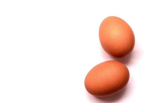 Fresh eggs on white background