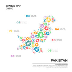Map Of Pakistan Infographic design template with gear chain