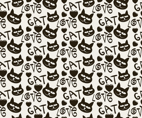 love cat, abstract pattern, vector image 