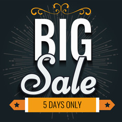 Creative Vector Super big Sale with vintage star or sunburst.