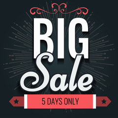 Creative Vector Super big Sale with vintage star or sunburst.