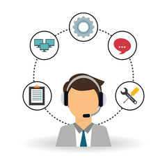 technical service and call center icon design, vector illustration