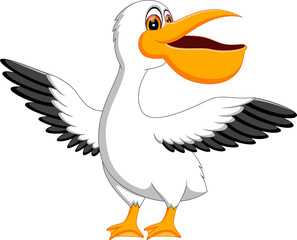 illustration of cute pelican cartoon
