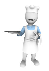 3d cooking chef with empty dish
