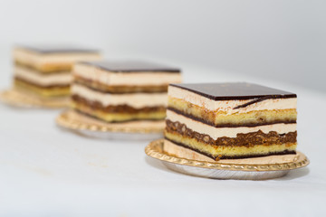 Tray with delicious cakes 