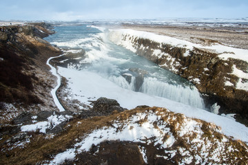 Gullfoss the most famous waterfall in Iceland located on the golden circle route.
