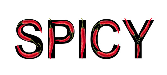 The word SPICY written in chilli peppers