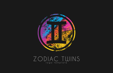 Zodiac twins logo. Twins symbol logo. Creative logo