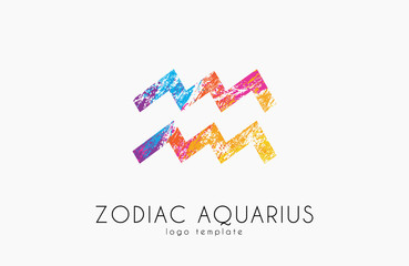 Horoscope symbol. Zodiac aquarius logo. Zodiac logo