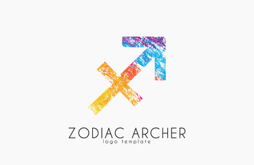 Zodiac archer. Zodiac logo. Color zodiac logo.
