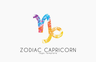 Zodiac capricorn logo. Sea-goat symbol. Zoiac sea-goat