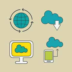 technology icon set design, vector illustration