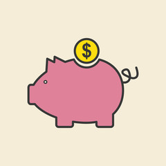 piggy icon design, vector illustration