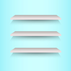 Book shelves on blue background