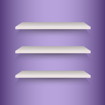 Book shelves on violet background