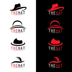 Black and red hat logo vector set design - obrazy, fototapety, plakaty