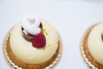 Tray with delicious cakes 