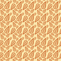 A seamless illustrated leaf background pattern