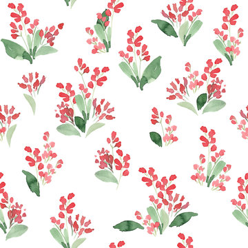 Watercolor flowers colorful seamless pattern. Vector illustration