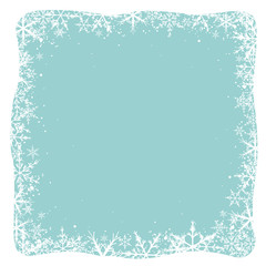 Frame white snow and soft blue background design