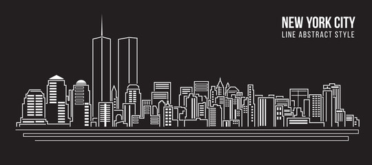 Cityscape Building Line art Vector Illustration design - new york city - obrazy, fototapety, plakaty