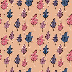 A seamless illustrated leaf background pattern
