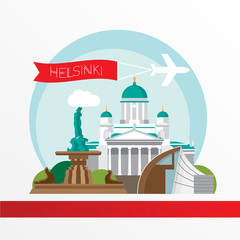 Helsinki detailed silhouette. Trendy vector illustration, flat style.