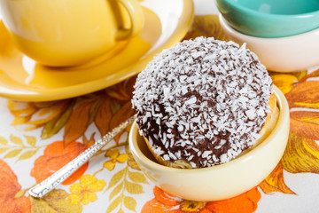 Tasty cake on the plate