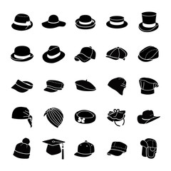 Hats glyph vector icons