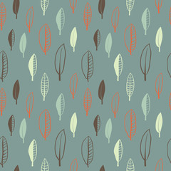 A seamless illustrated leaf background pattern