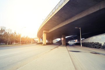 modern city construction and the pedestrian overpasses