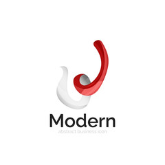 Wave ribbon logo, vector abstract shape