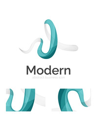 Abstract 3d swirl ribbon logo template with business card corporate identity design