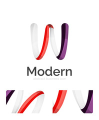 Abstract 3d swirl ribbon logo template with business card corporate identity design