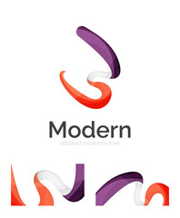 Abstract 3d swirl ribbon logo template with business card corporate identity design