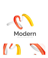 Obraz premium Abstract 3d swirl ribbon logo template with business card corporate identity design