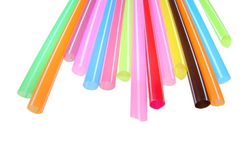 Colorful plastic straws used for drinking soft drinks