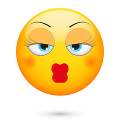 Babe kiss emoticon. Isolated vector illustration on white background