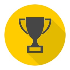 Trophy sign icon with long shadow