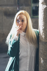 young girl smoking