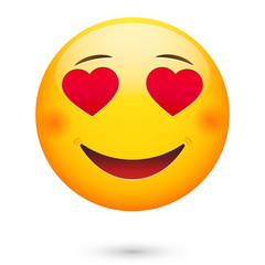 In love emoticon. Isolated vector illustration on white background
