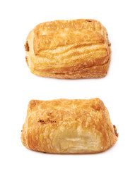 Meat filled pastry bun isolated